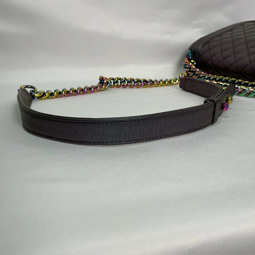 Chanel Purple Iridescent  Mermaid Quilted Shoulder Boy Flap Bag goatskin leather